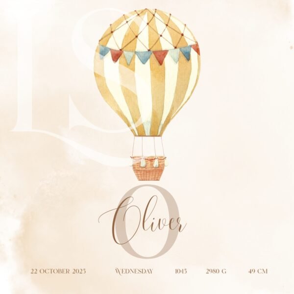 Hot Air Balloon - Personalized Watercolor Art Print
