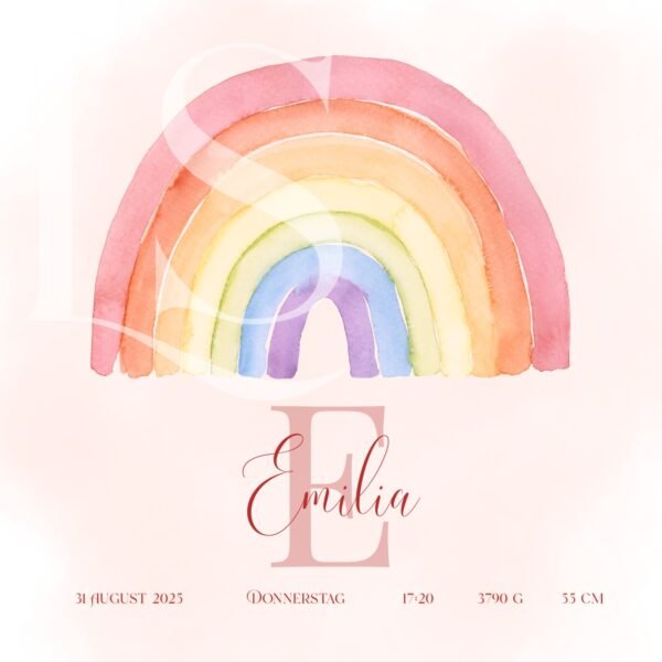 Soft Rainbow - Personalized Watercolor Art Print