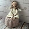 Handcrafted Sitting Angel – Neutral Nursery Decoration