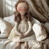 Handcrafted Sitting Angel – Neutral Nursery Decoration