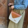 Handmade Crochet Crossbody Bag with Leather Details – Oat