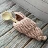 Seashell crochet basket - Pale pink