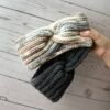 Handmade ear warmers - grey-beige