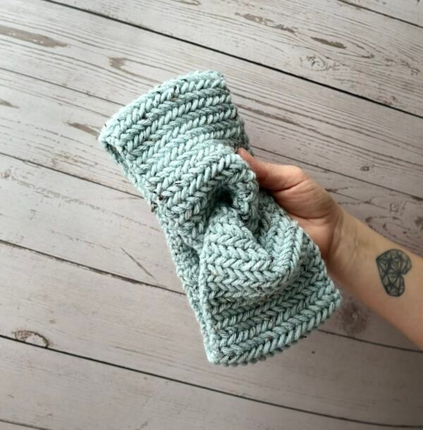Handmade ear warmers - dusty teal