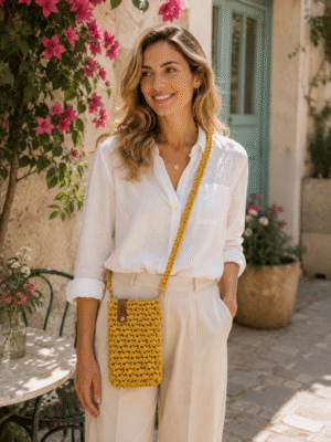 Handcrafted Crochet Crossbody Phone Bag - Mustard