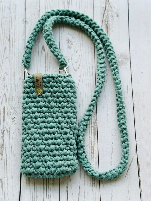 IMG_1220 Handcrafted Crochet Crossbody Phone Bag - Laurel Green