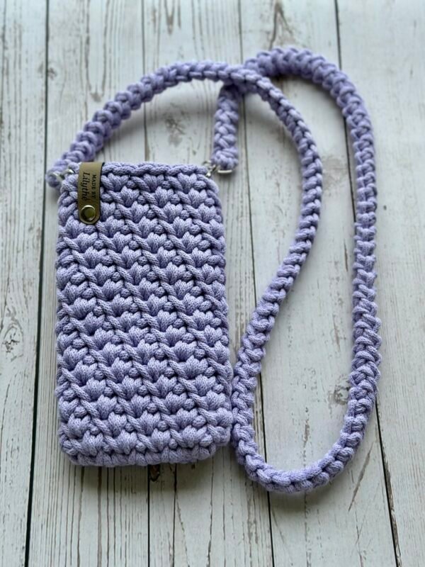 IMG_1226 Handcrafted Crochet Crossbody Phone Bag - Lavender