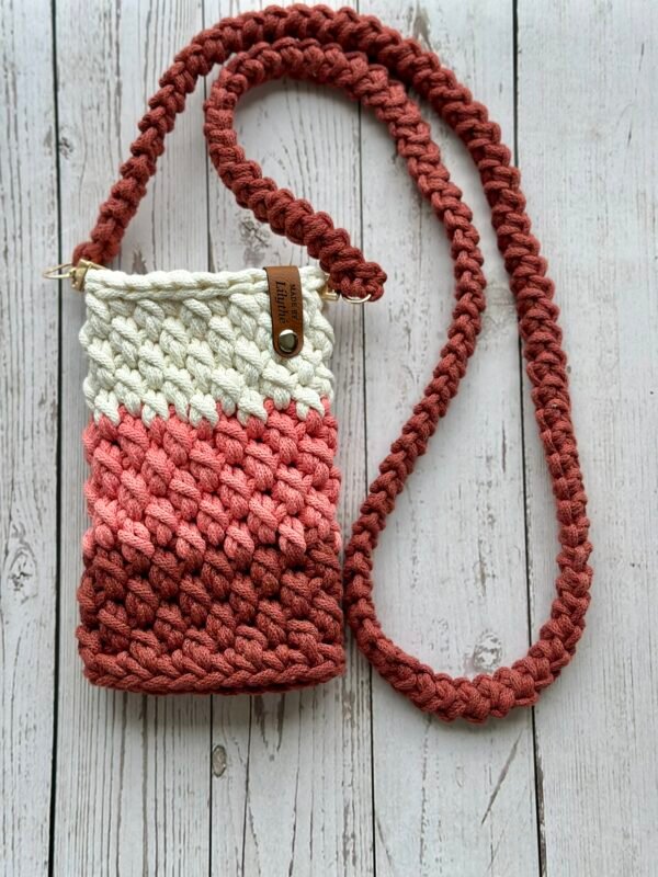 IMG_1230 Handcrafted Crochet Crossbody Phone Bag - Terracotta Sunset